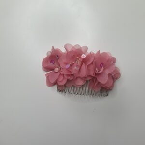 Barrette fleurs en tissus rose