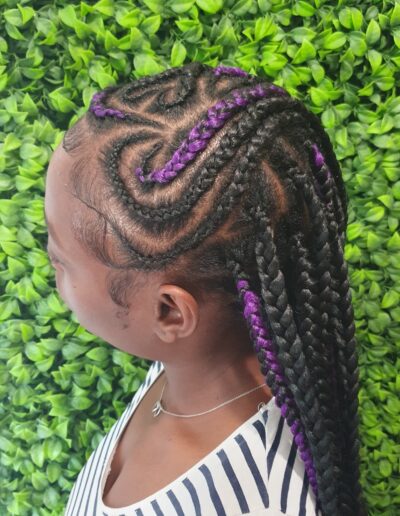 tresse collé avec des rajout de couleur